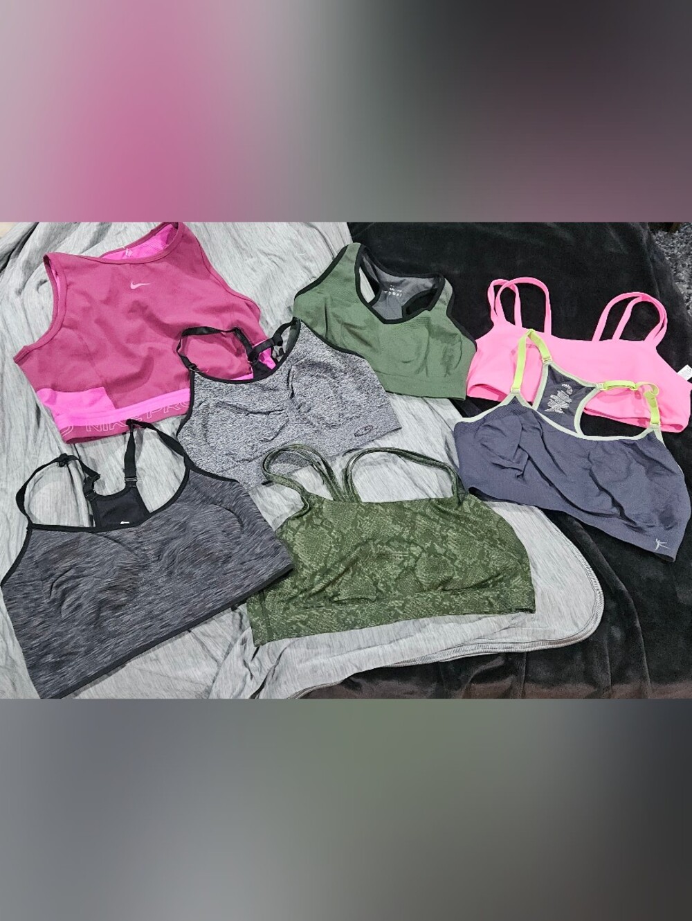Set of 7 Sports Bras, L & XL